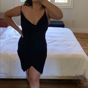 ASOS Asymmetrical Black Bodycon V-Neck Dress